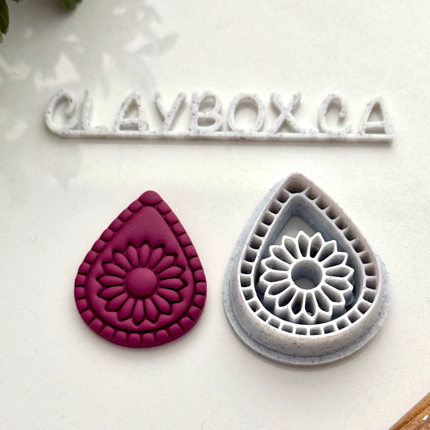 Daisy Drop Stamp and Cutter | Polymer Clay Tool | Floral Teardrop Cutter for Clay Jewelry