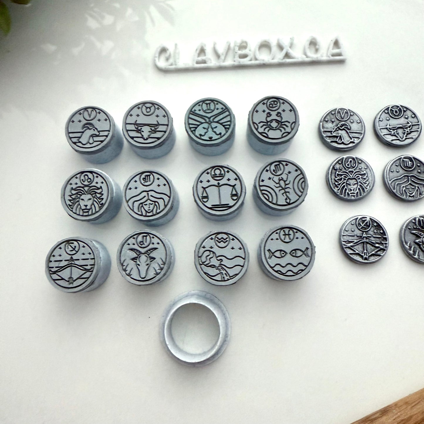 Zodiac Rubber Stamp Set | 12 Stamps with Circle Cutter | Polymer Clay Tools for Astrology Designs