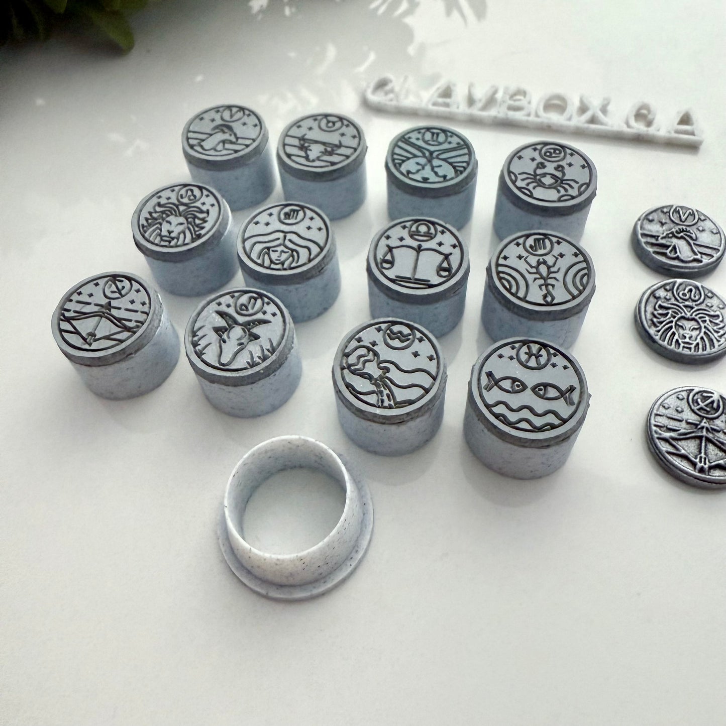 Zodiac Rubber Stamp Set | 12 Stamps with Circle Cutter | Polymer Clay Tools for Astrology Designs