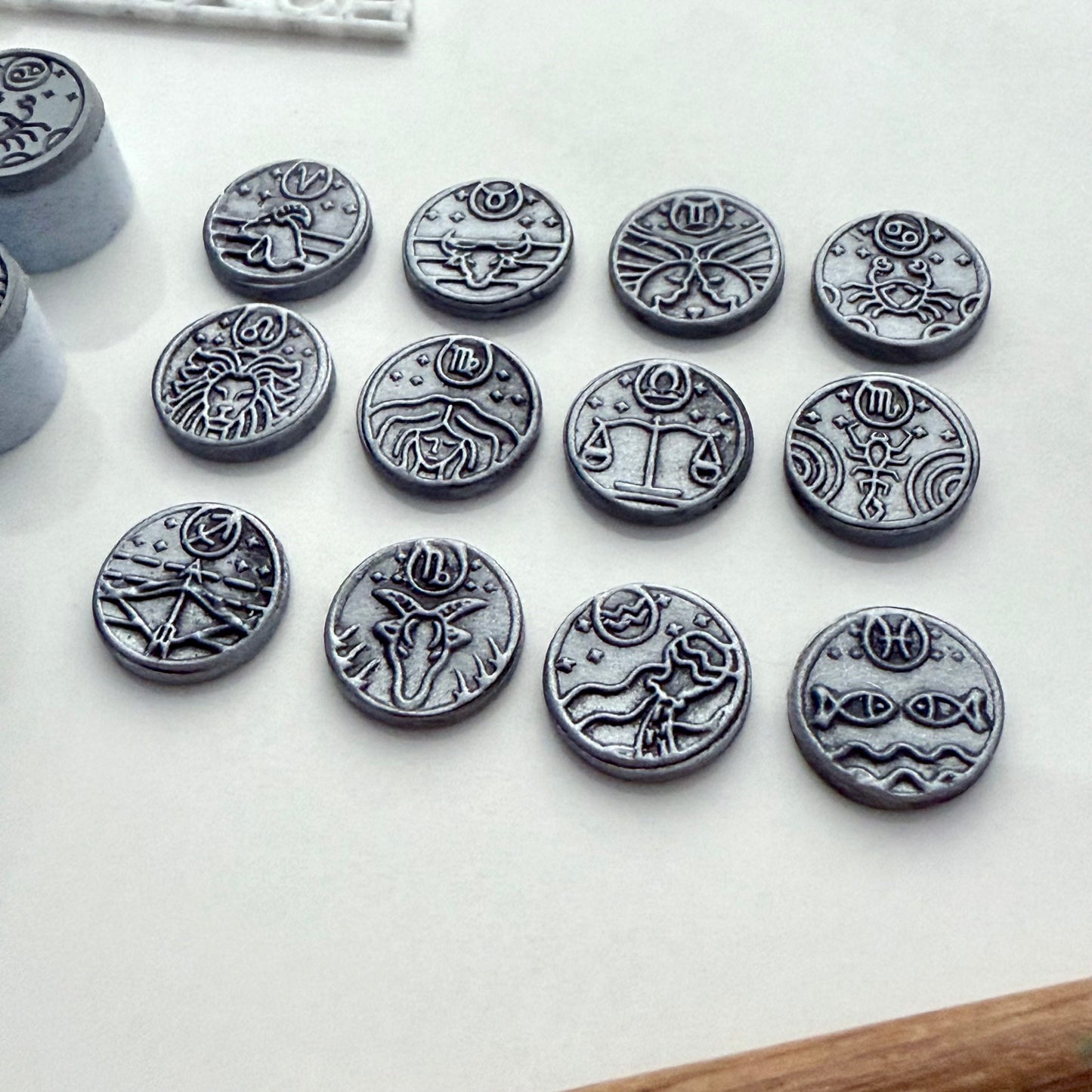 Zodiac Rubber Stamp Set | 12 Stamps with Circle Cutter | Polymer Clay Tools for Astrology Designs