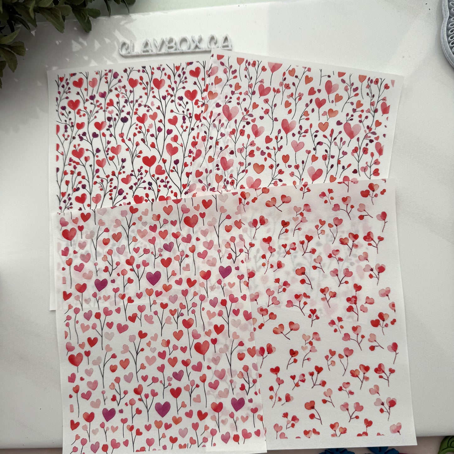 Image transfers - Watercolor Floral hearts