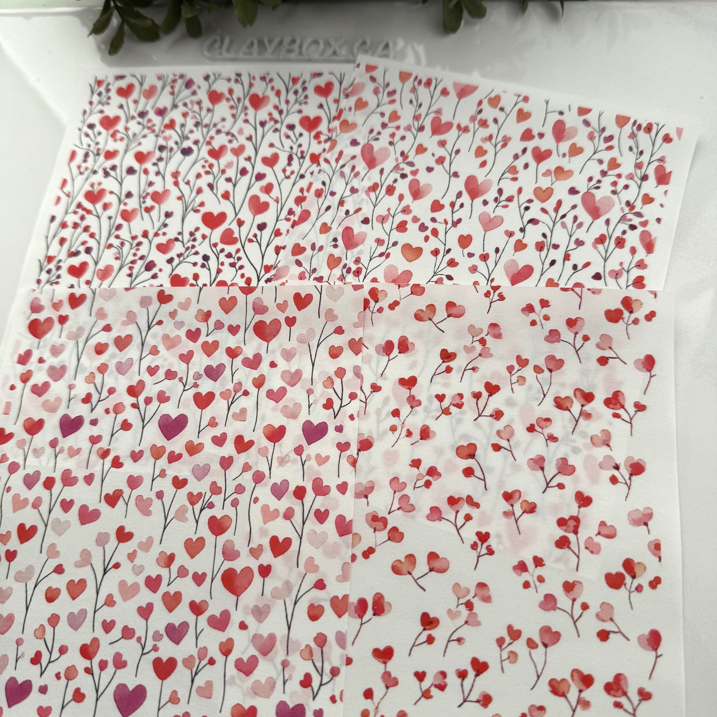 Image transfers - Watercolor Floral hearts