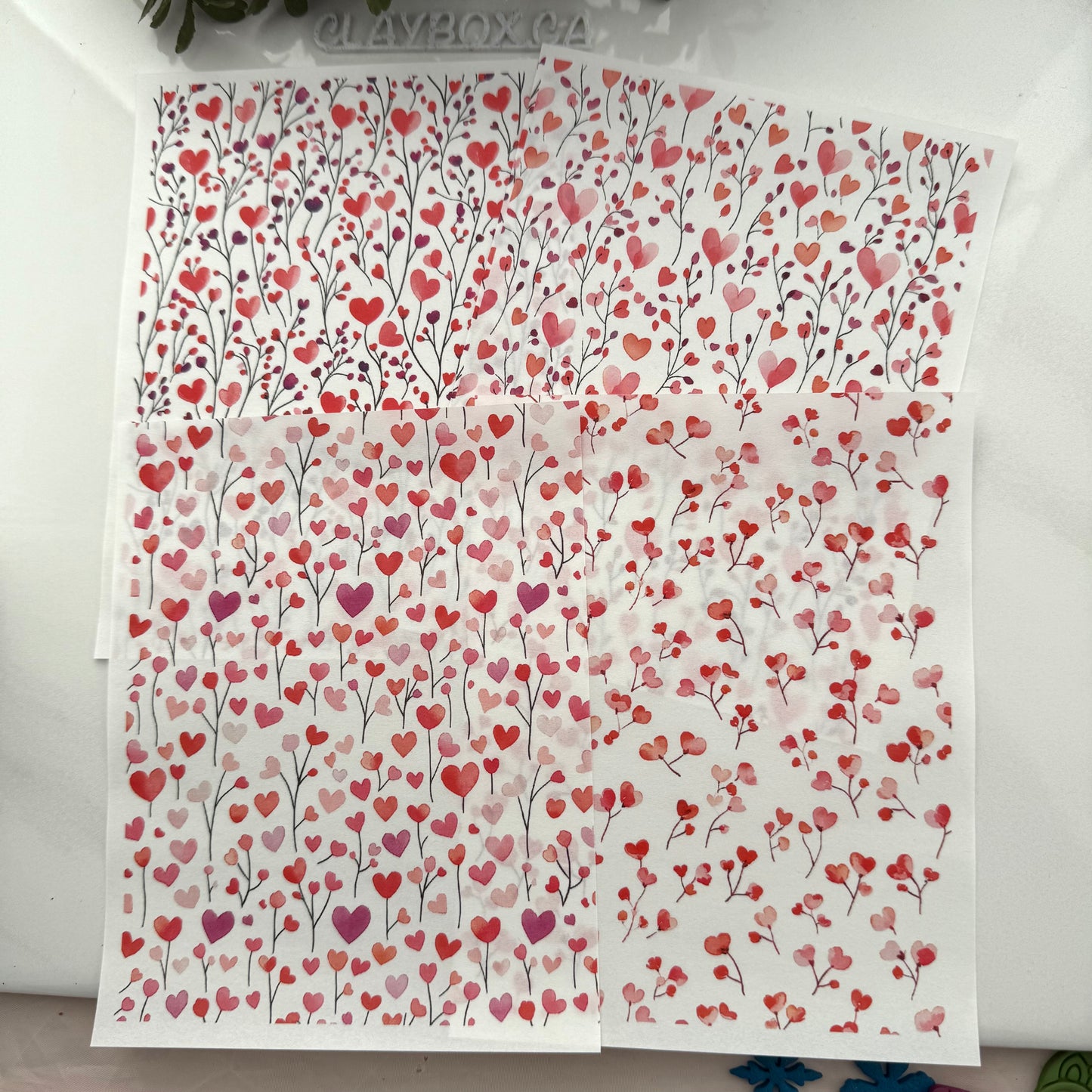 Image transfers - Watercolor Floral hearts