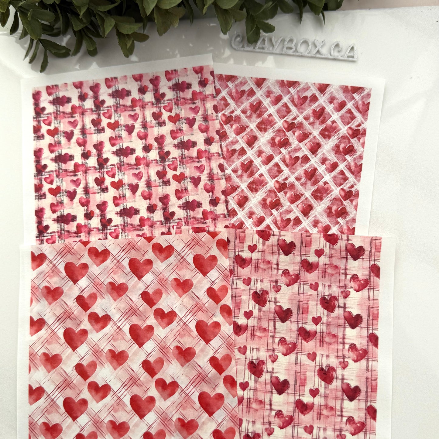 Plaid Hearts Image Transfers - Set of 4 Water-Soluble Sheets for Polymer Clay