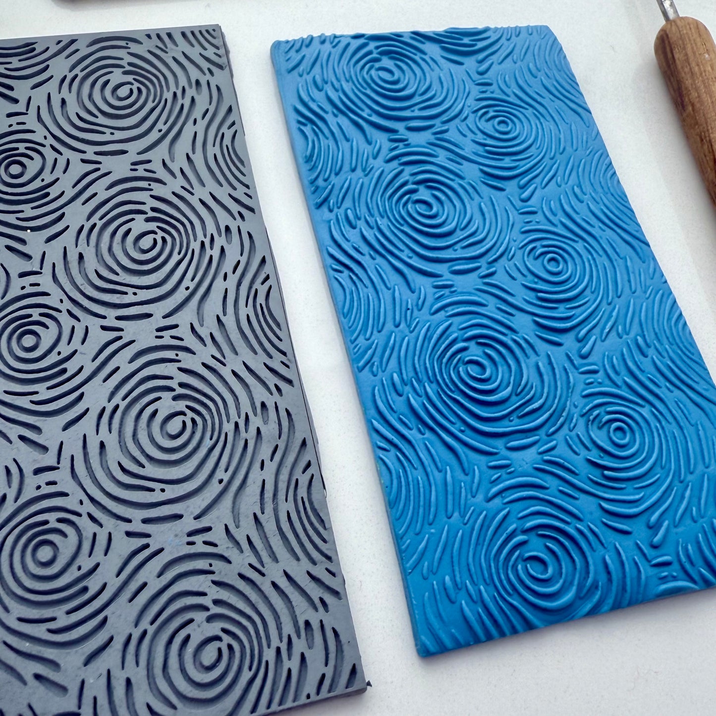 Ripples Texture Mat for Polymer Clay - Laser Engraved Rubber Stamp