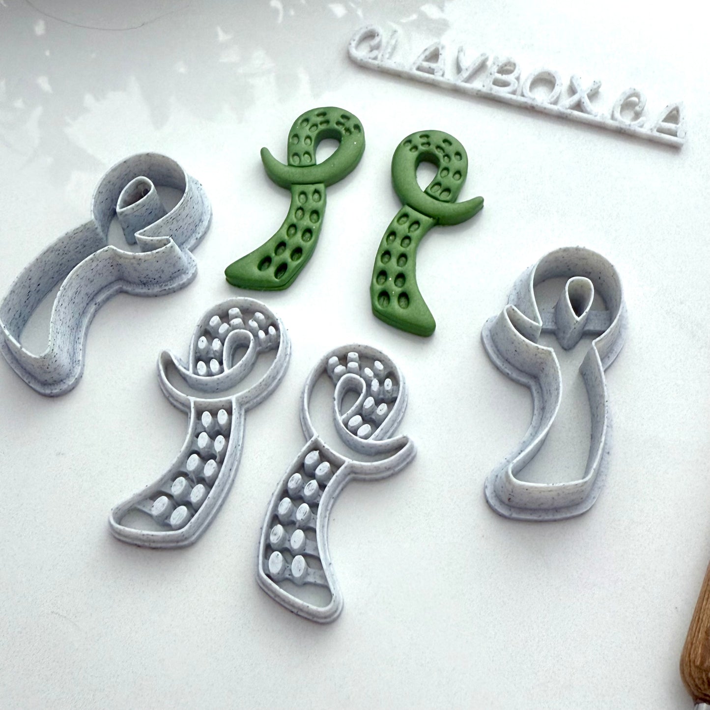 Tentacle Stamp & Cutter Set – Polymer Clay Tool Pair (Left and Right)