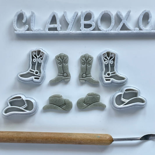 Cowboy hat and boot stamp/cutter set - two pairs