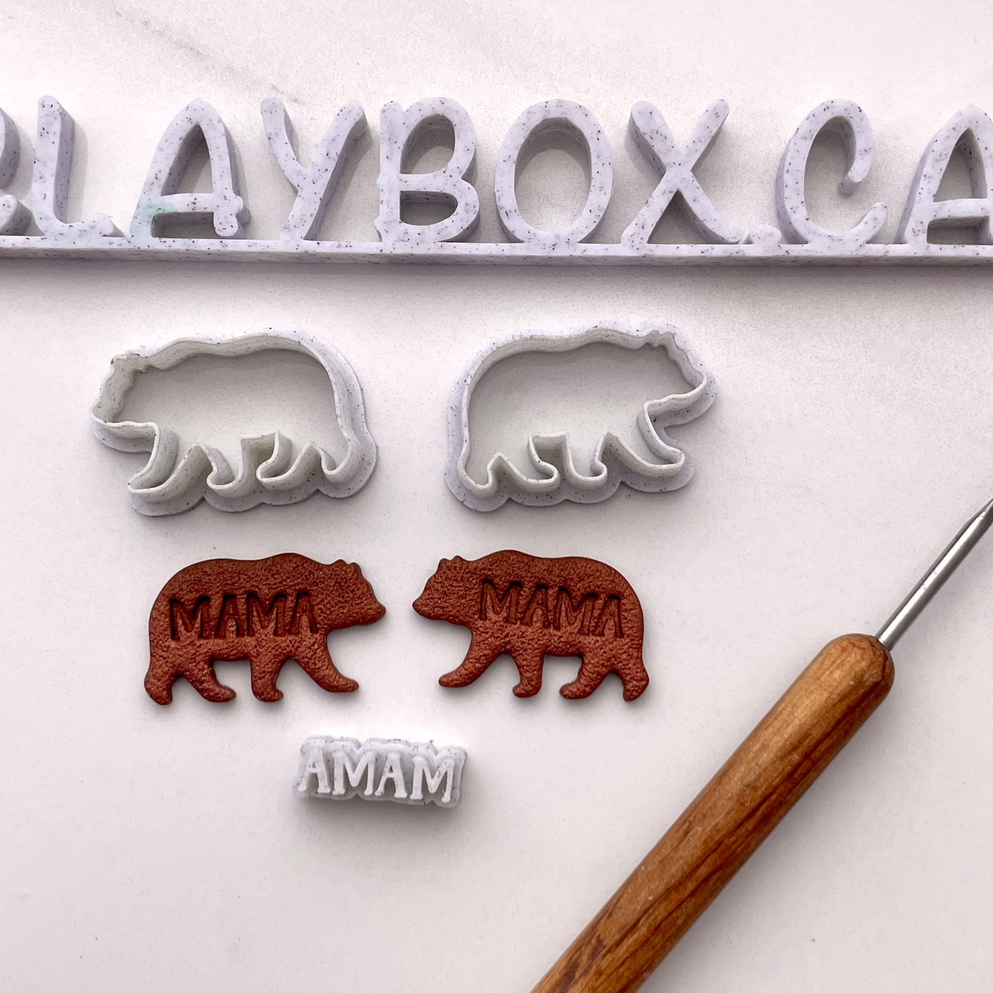 Mama bear cutter pair with MAMA stamp