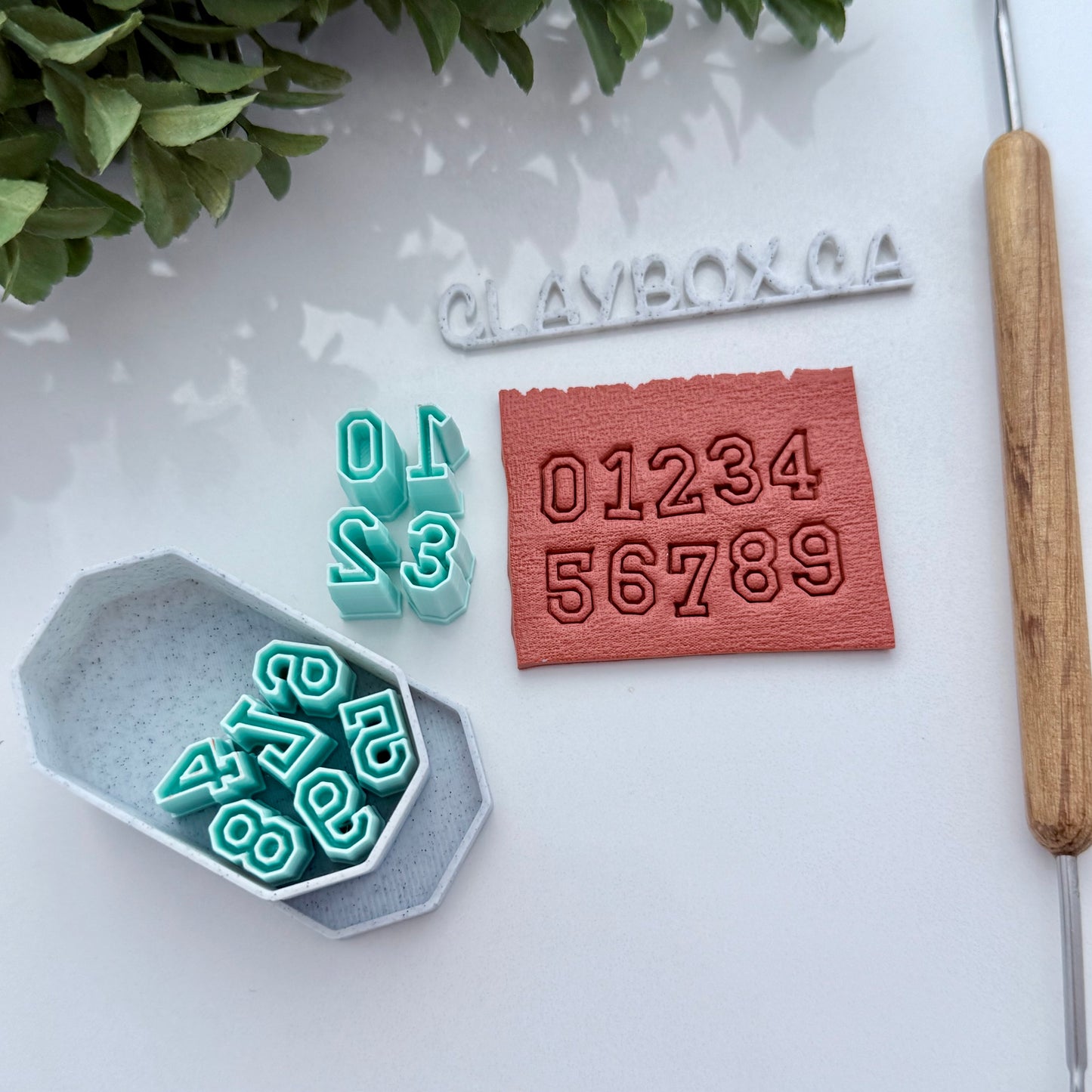 Sports Number Outline Stamps for Polymer Clay | Number Stamp Set with Storage Box