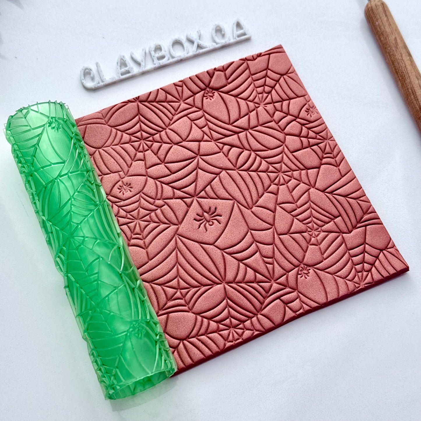 Halloween Spiderweb Texture Roller for Polymer Clay – 4”x1” Texture Roller for Spooky Clay Crafts, Jewelry & Earrings