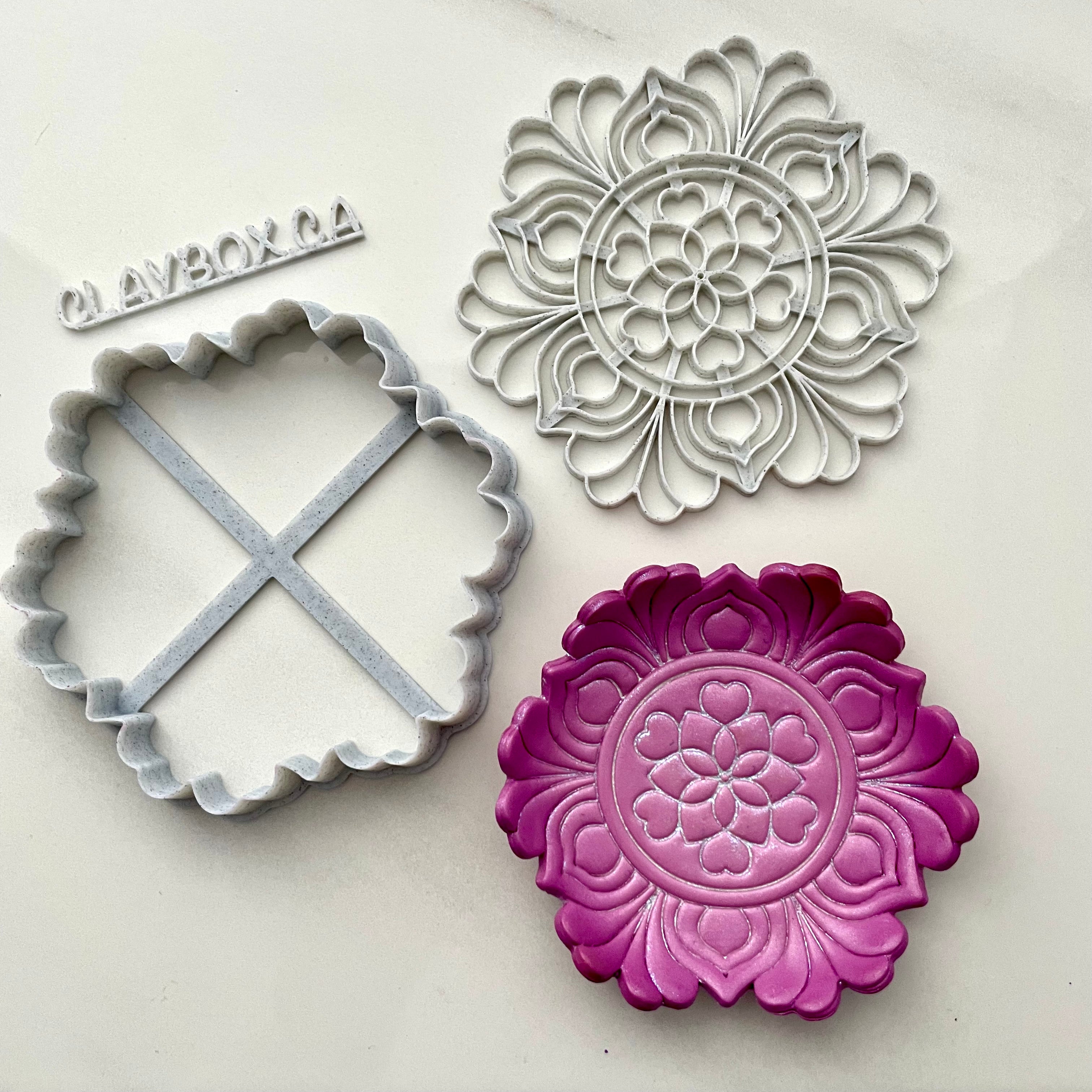 Henna mandala #3 large stamp and matching cutter - made for use with p ...