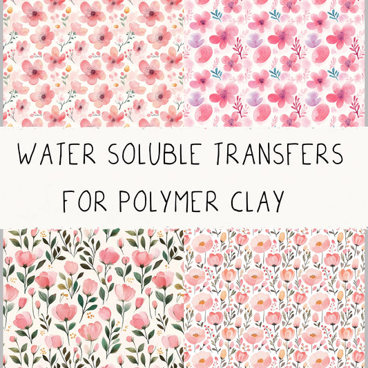 Easter Floral Image Transfers - Set of 4 Water-Soluble Sheets for Polymer Clay