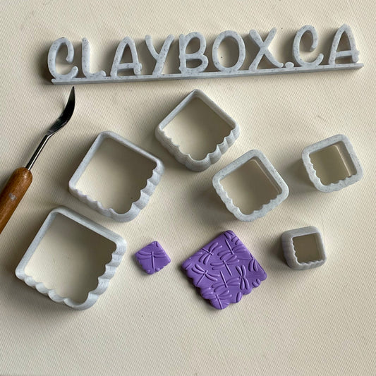 Half scalloped square cutter set - made for use with polymer clay