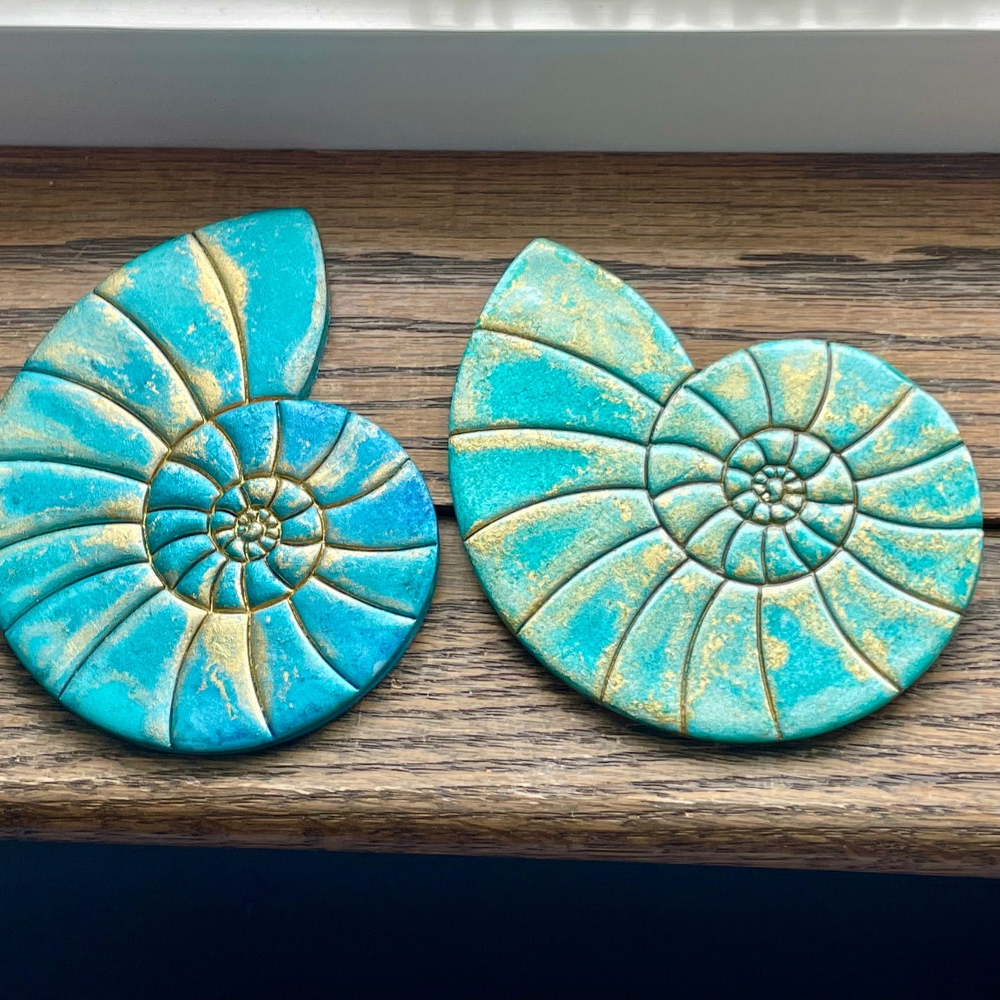 Ammonite stamp and matching cutter - made for use with polymer clay