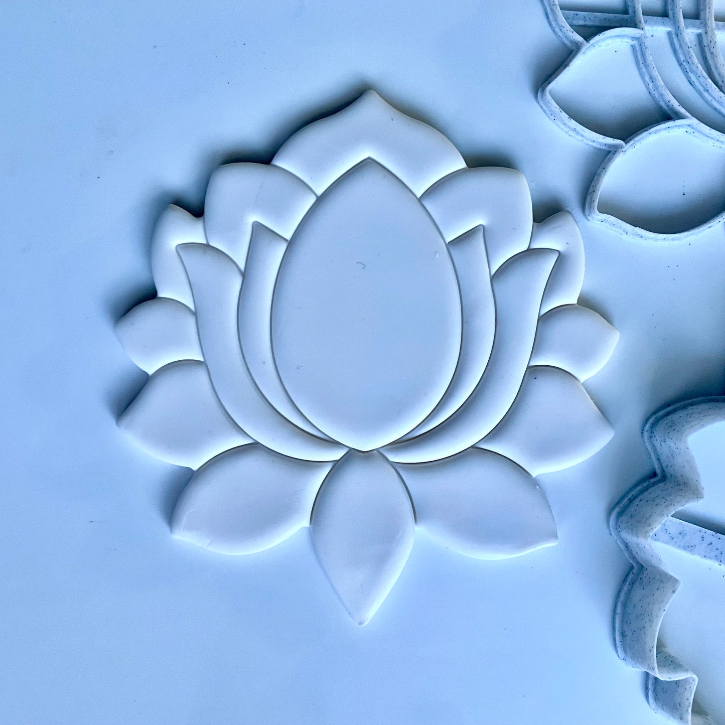 Large lotus stamp and matching cutter - made for use with polymer clay