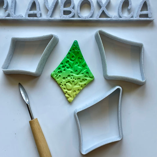 Dished diamond shaped cutter set - made for use with polymer clay