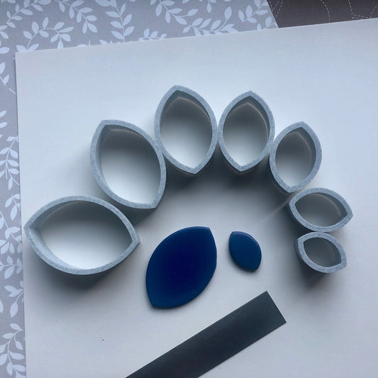 Cat's eye shape cutter set - made for use with polymer clay