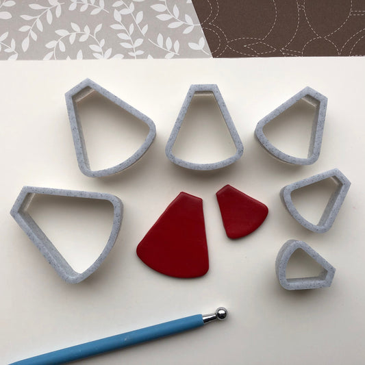 Fan shaped cutter set - made for use with polymer clay