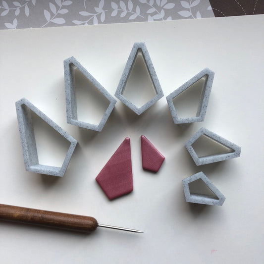 Diamond shaped cutter set - made for use with polymer clay