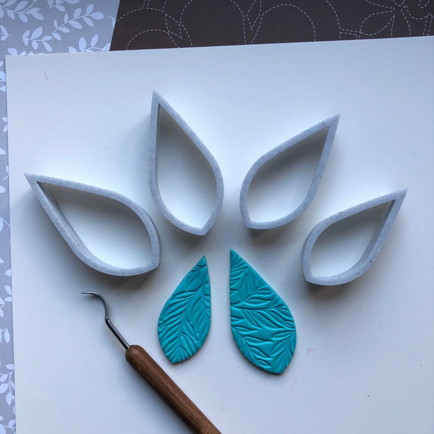 Leaf shape cutter set - made for use with polymer clay