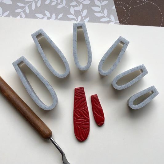 Slim teardrop cutter set - made for use with polymer clay