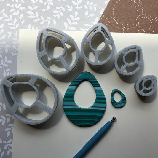 Teardrop donut cutter set - made for use with polymer clay