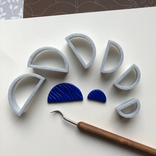 Half circle shape cutter set - made for use with polymer clay