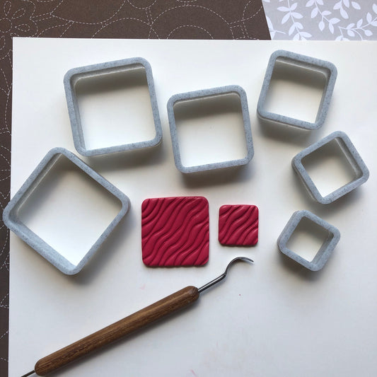 Square shape (with round corners) cutter set - made for use with polymer clay