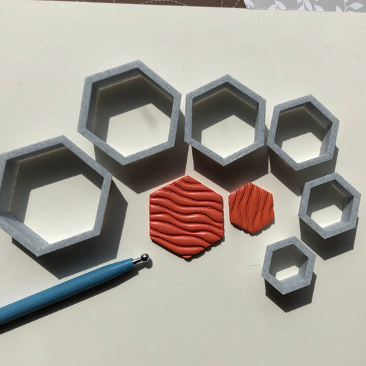Hexagon shape cutter set - made for use with polymer clay