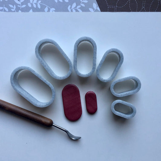 Long capsule shape cutter set - made for use with polymer clay