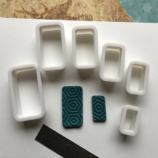 Rectangle (with round corners) shape cutter set - made for use with polymer clay