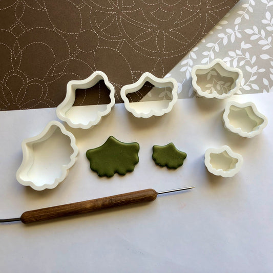 Ginkgo leaf cutter set - made for use with polymer clay