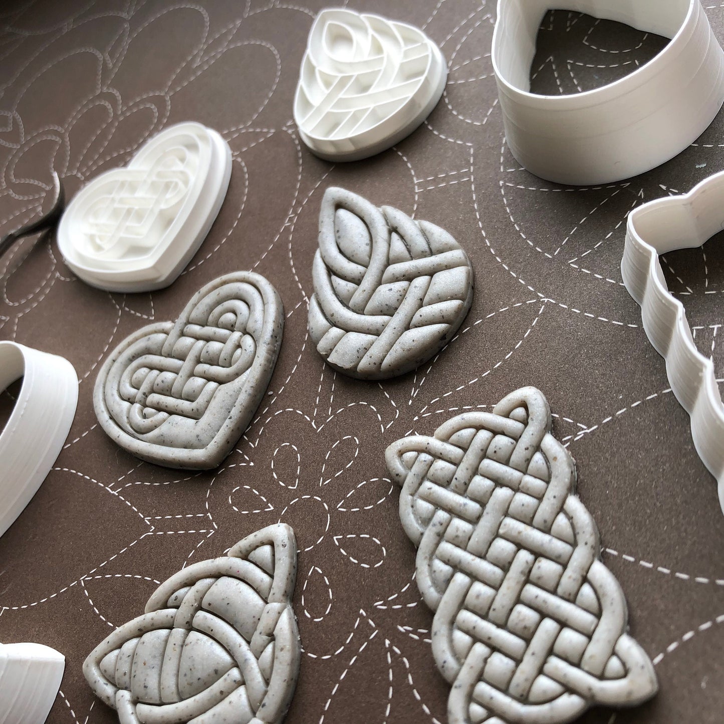 Celtic stamp set with matching cutters - made for use with polymer clay