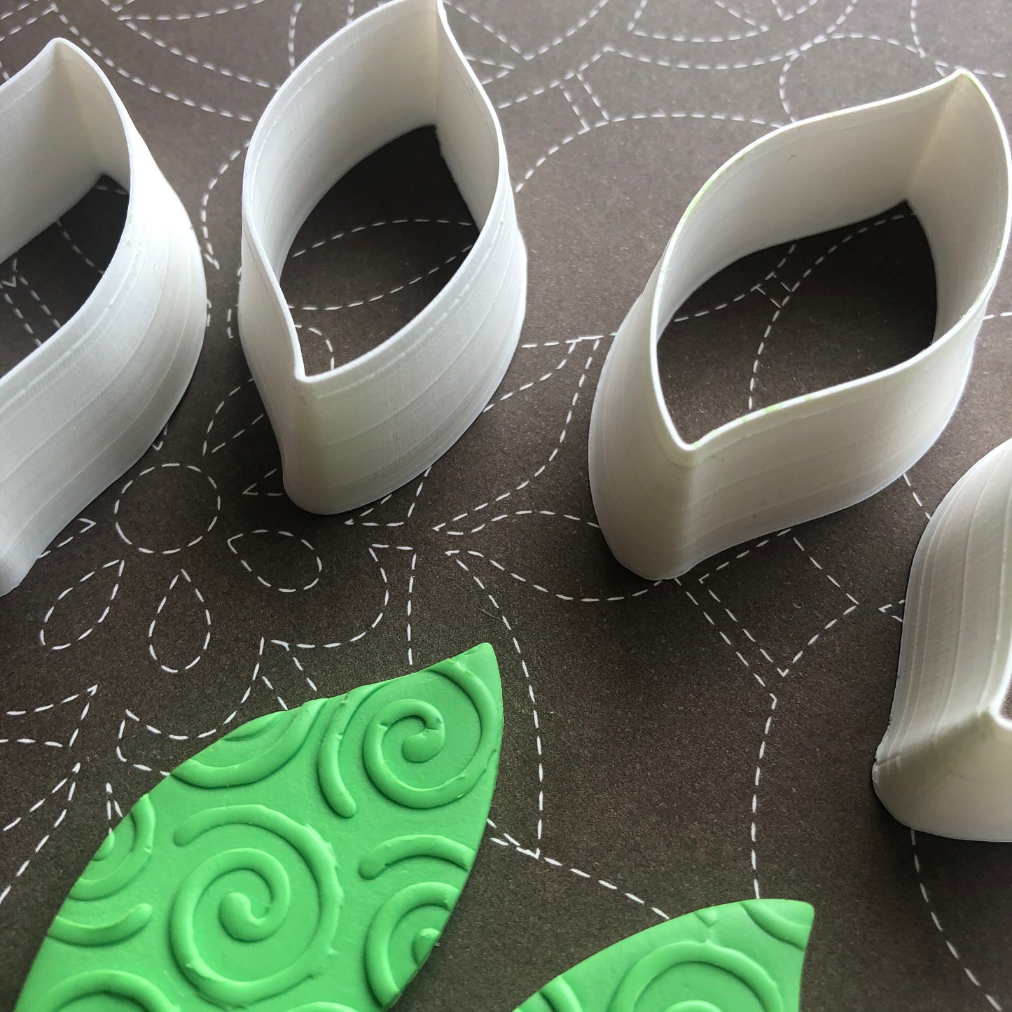 Wavy leaf shape cutter set - made for use with polymer clay