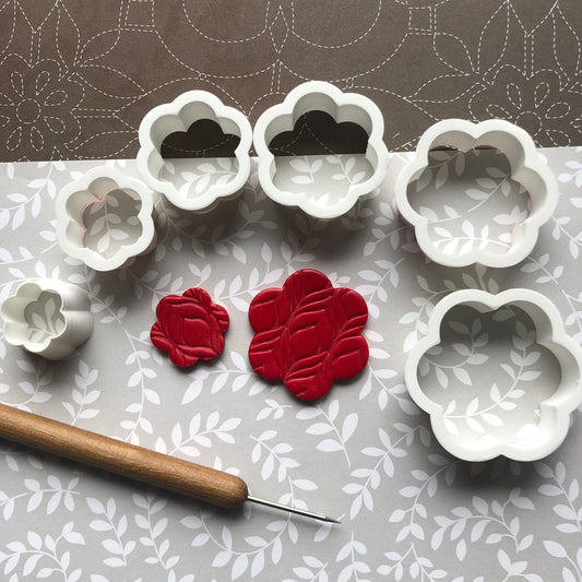 Round flower cutter set - made for use with polymer clay