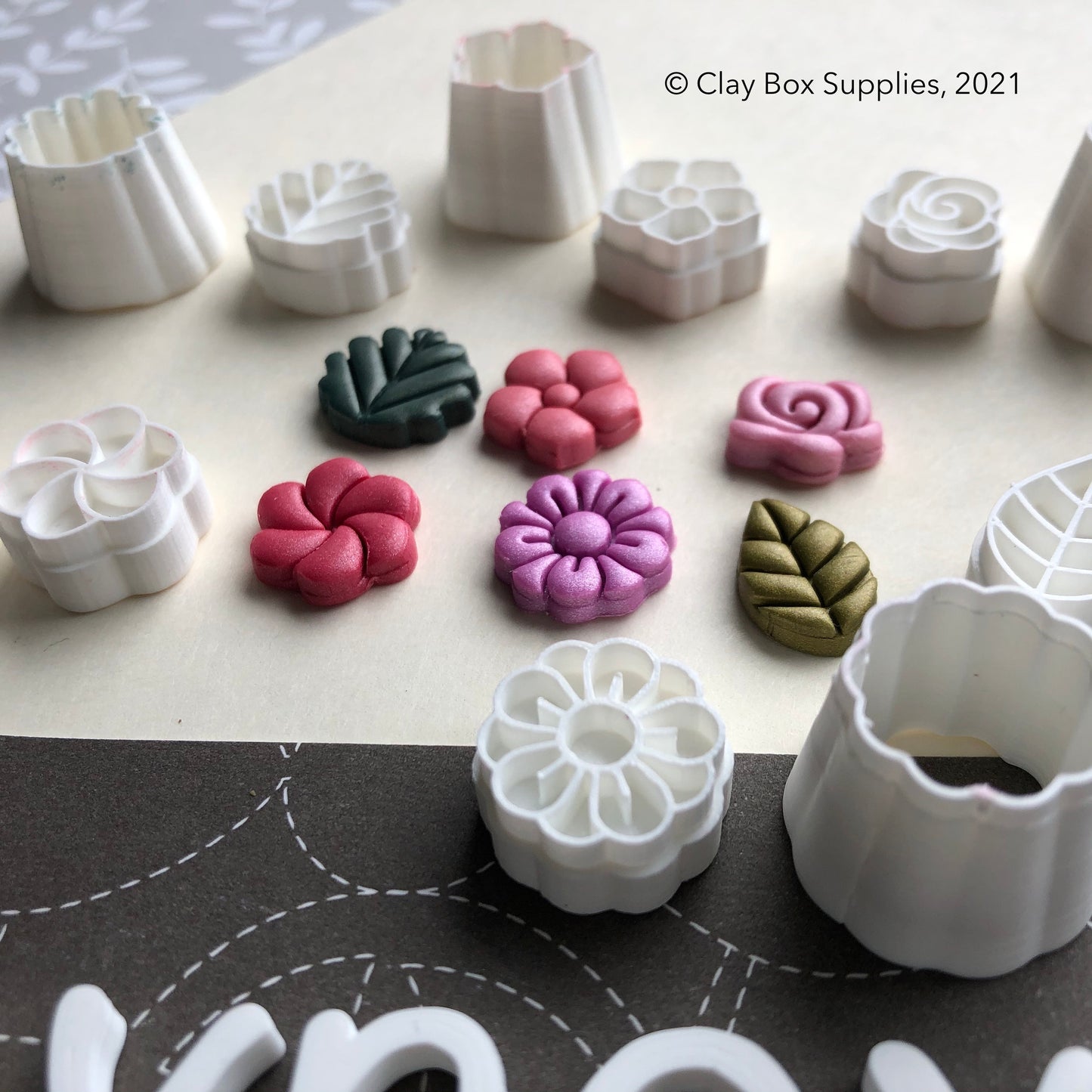 Tiny flower (Set 1) stamps and cutters - made for use with polymer clay
