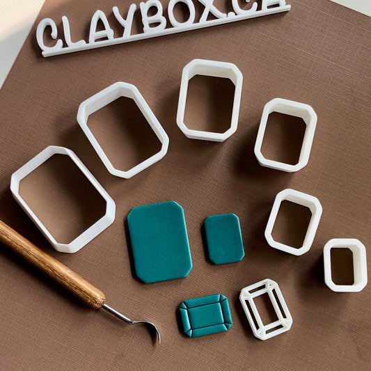 Emerald cutter set, plus stamp - made for use with polymer clay