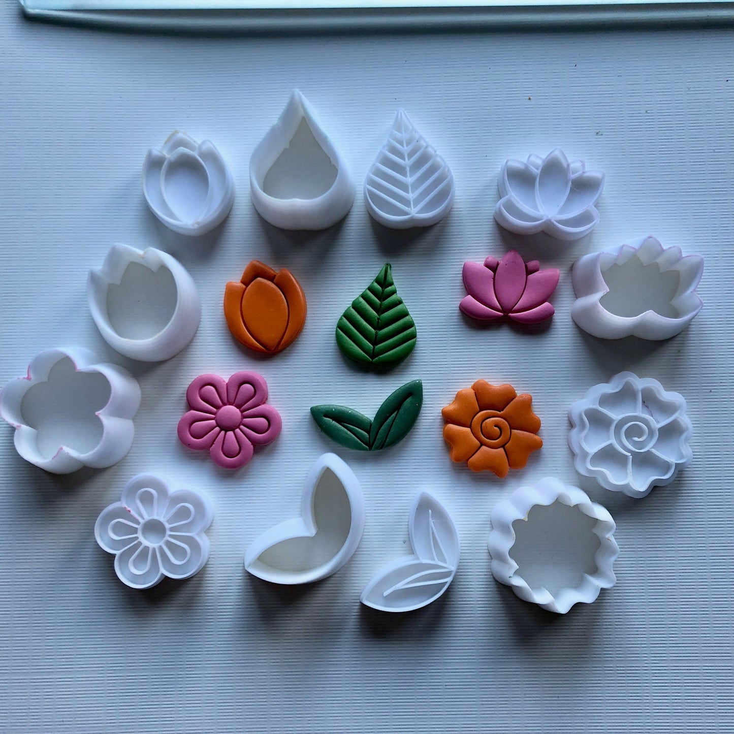 One inch flowers (Set 2) stamps and cutters - made for use with polymer clay