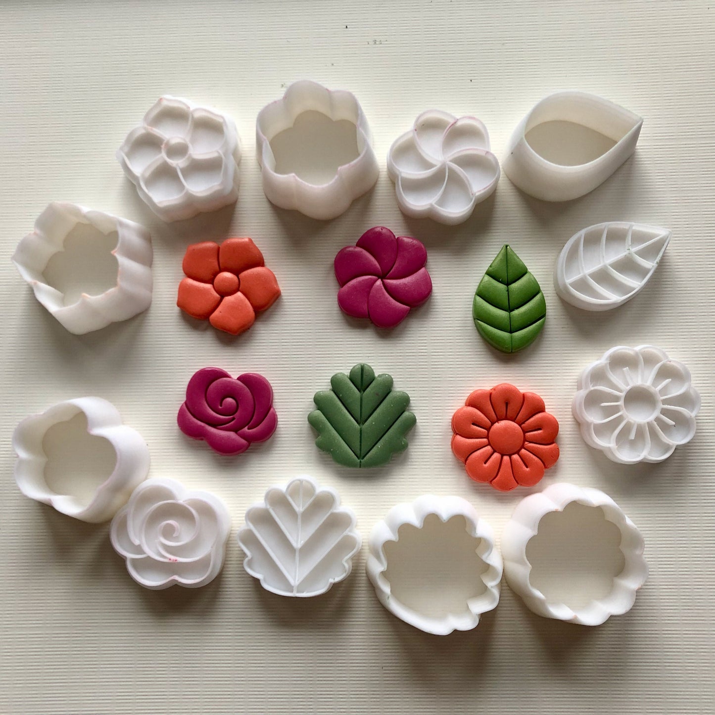 One inch flowers (Set 1) stamps and cutters - made for use with polymer clay