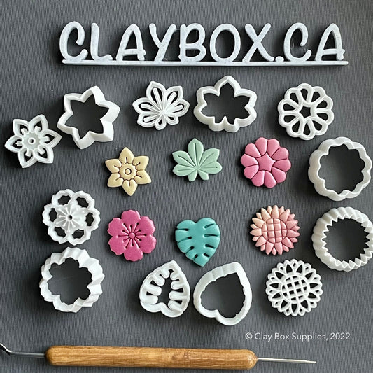 One inch flowers (Set 3) stamps and cutters - made for use with polymer clay